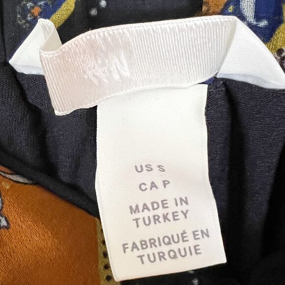 H&M Patchwork Print Pleated Maxi Skirt Size Small Blue, Orange, Yellow - Picture 7 of 9